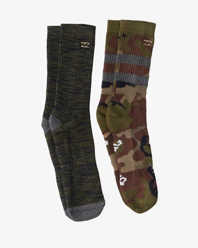 Billabong 2-Pack Camo Crew Socks Green | RCUHT2903