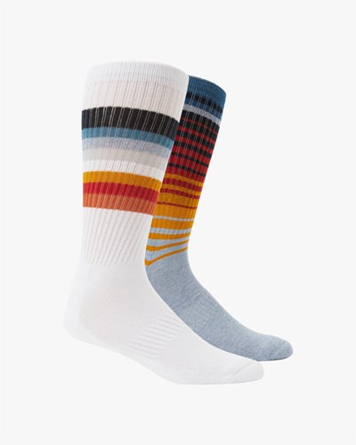 Billabong 2 Pack Faded Stripe Crew Socks White | JESTO2047