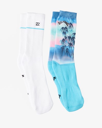 Billabong 2-Pack Tie-Dye Crew Socks Blue | AISPO4582