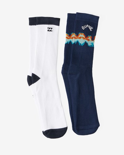 Billabong 2-Pack Tie-Dye Crew Socks Navy | QKLEX9354