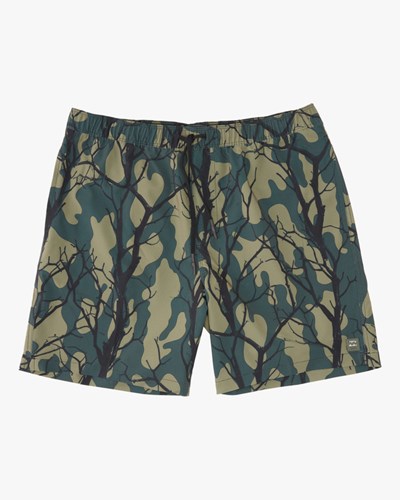 Billabong A/Div Surftrek Elastic Waist Shorts 17" Olive Camo | VYQAP1053