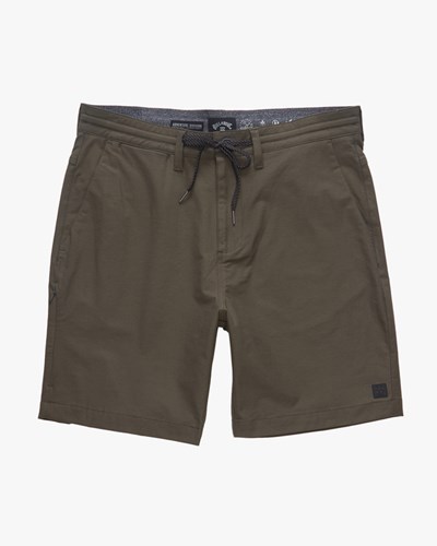 Billabong A/Div Surftrek Plus Organic Elastic Waist Shorts 19" Dark Olive | TONPW0816