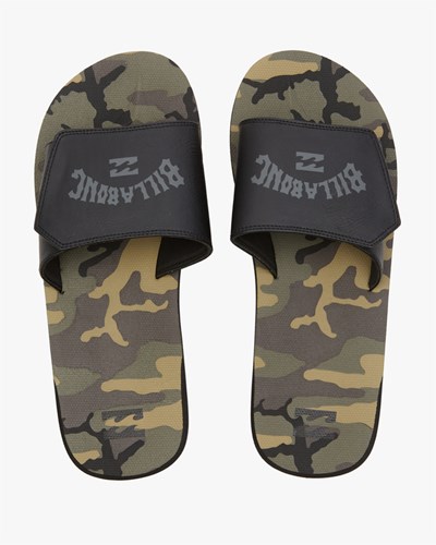 Billabong All Day Impact Print Slide Sandals Camo | GMICE4739