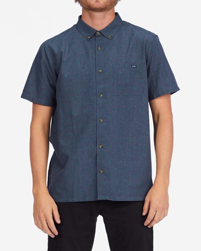 Billabong All Day Jacquard Organic Short Sleeve Shirt Navy Heather | SHVXU6183