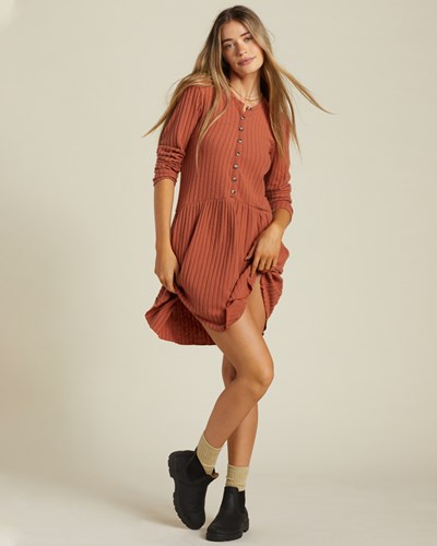 Billabong Always Lounging Dress Sweet Chocolate | ZJBCE1849