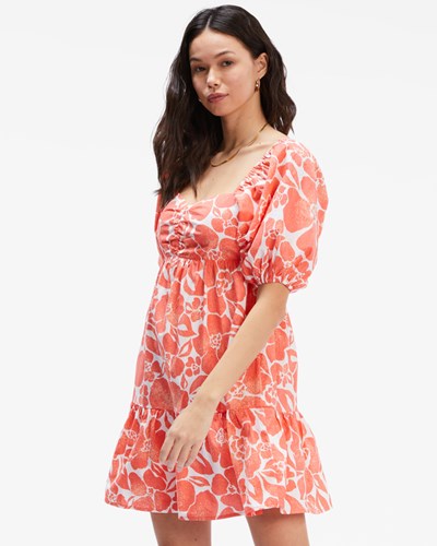 Billabong Be Mine Babydoll Dress Orange Crush | UQCSN7814