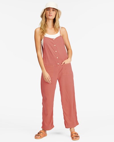 Billabong Beach Cruiser Wide-Leg Overalls Terracotta | CXGZF6587