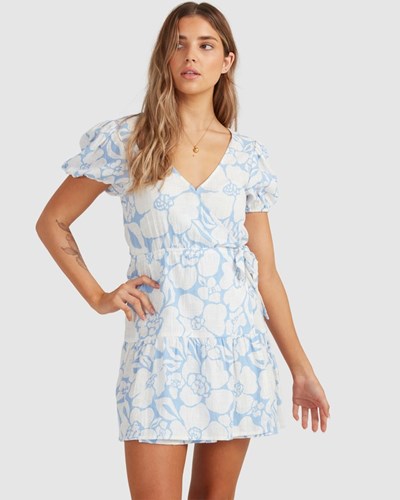 Billabong Beyond Blue Wrap Dress Sweet Blue | MHABV7563