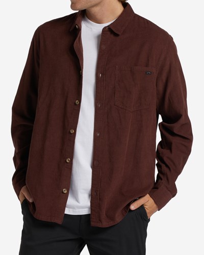 Billabong Bowie Long Sleeve Corduroy Shirt Port | YXNEK2941