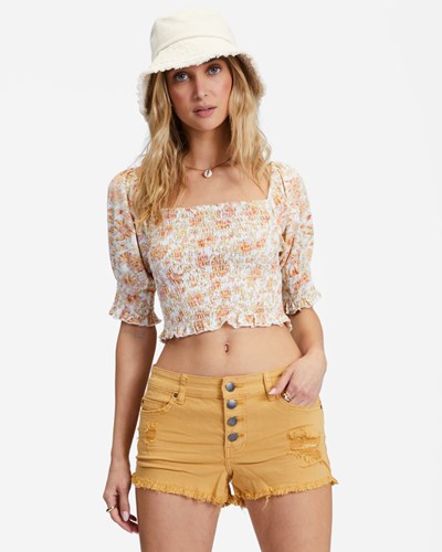 Billabong Buttoned Up Denim Shorts Gold Star | DXPLG5768