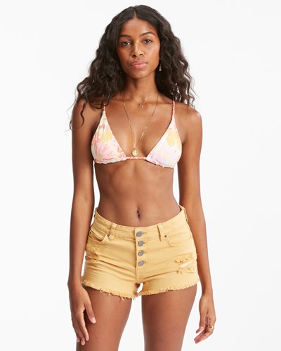 Billabong Buttoned Up Denim Shorts Sunset Gold | WCYFT2718