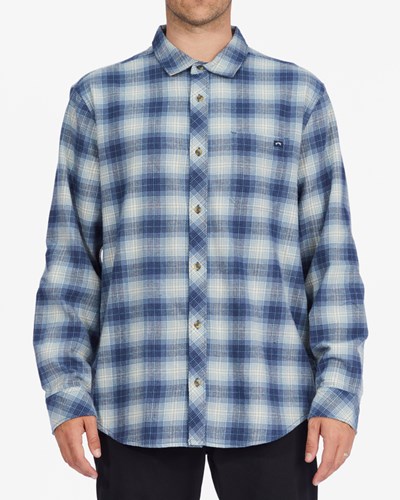 Billabong Coastline Flannel Shirt Dusty Blue | HMVKE1958