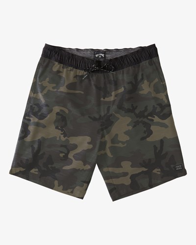 Billabong Crossfire Elastic Waist Submersible Shorts 18" Military Camo | MEFWX9738