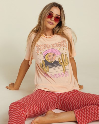 Billabong Desert Nights Graphic Boyfriend T-Shirt Soft Peach | TNZOM1372