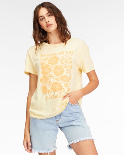 Billabong Dream All Day Boyfriend T-Shirt Buttermilk | HFJVU3190