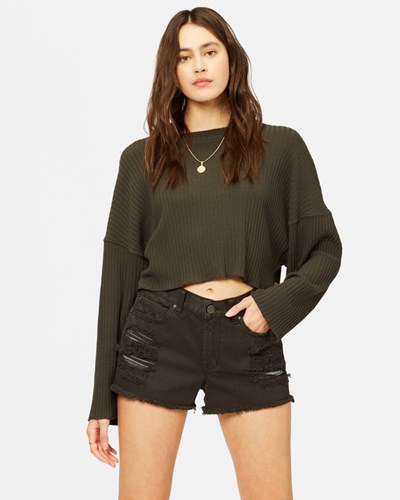 Billabong Drift Away Frayed Shorts Off Black | RSGDQ4876