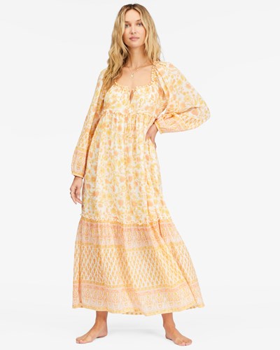 Billabong Endless Sunset Long Sleeve Maxi Dress Salt Crystal 2 | UILPT7213