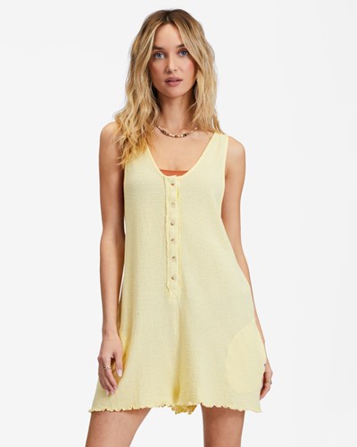 Billabong Fade Away Button-Up Knit Romper Pina Colada | WDLPE6190