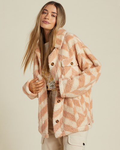 Billabong Fairbanks Button-Up Teddy Bear Jacket Nude Mood | VPWYO3958