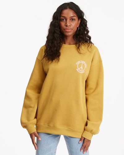 Billabong Free Your Mind Crewneck Sweatshirt Sunset Gold | EHUMS6182