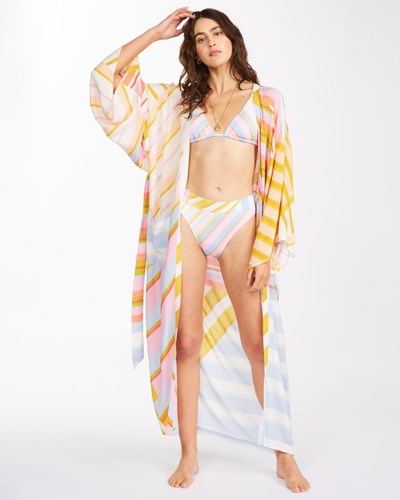 Billabong Head Over Heels Kimono Beach Cover-Up White/Multi | ENZWV3610