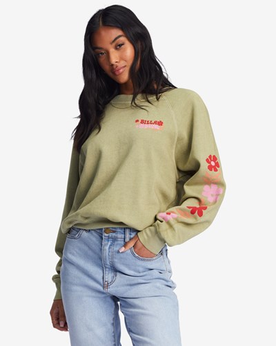 Billabong Here We Go Graphic Crewneck Sweatshirt Avocado | AXTVP7958