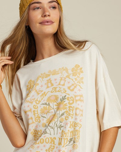 Billabong Lets Get Lost Oversized Graphic Boyfriend T-Shirt Antique White | OCSFH3198