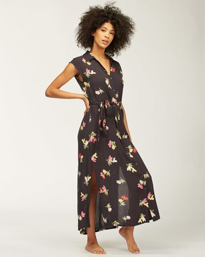 Billabong Little Flirt Maxi Dress Black | AQLDS6579