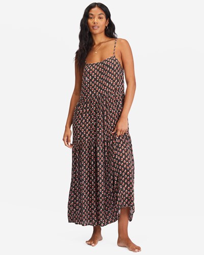 Billabong Love Forever Midi Dress Off Black | JLQMY3590