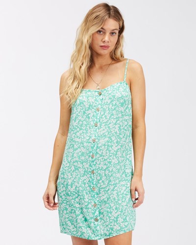 Billabong Morning Light Mini Slip Dress Tropical Green | JAKRN3751