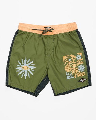 Billabong Offcuts Sun Layback Boardshorts 17" Olive | NKQHS5170