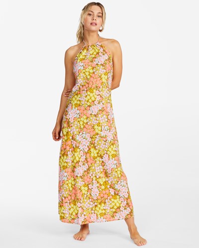 Billabong Retro Romance Halter Dress Moss | MOWJV4286