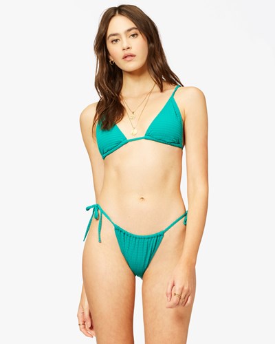 Billabong Seein' Green Hi Point Slide Smocked Triangle Bikini Top Emerald | ZUIQL1862