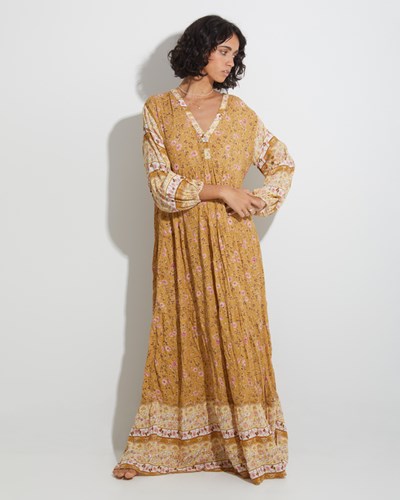 Billabong Shine On Eco Maxi Dress Mustard | ZADJQ2384