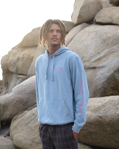 Billabong Short Sands Pullover Hoodie Washed Blue | CGFJS3167