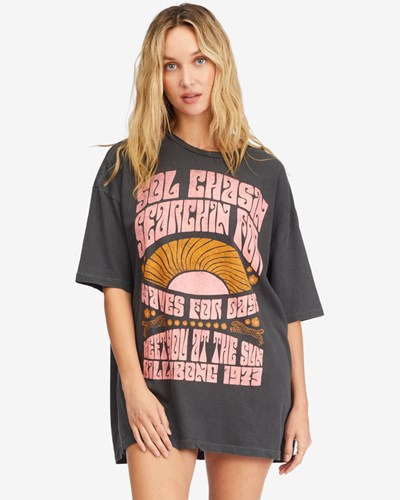 Billabong Sol Chaser Boyfriend T-Shirt Off Black | ZIALO4872