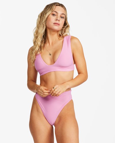 Billabong Sol Searcher Plunge V-Neck Bikini Top Paradise Pink | HOUWV2590