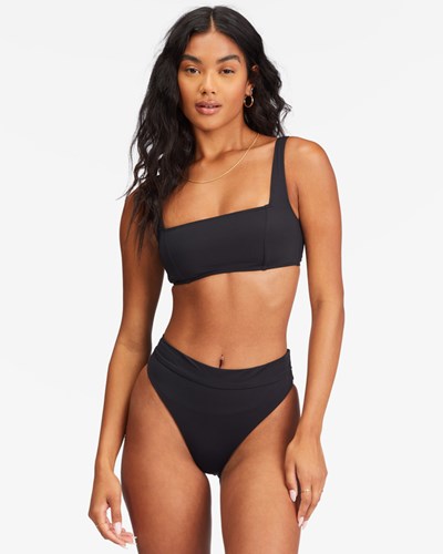 Billabong Sol Searcher Seamed Tank Bralette Bikini Top Black Pebble | OYWIT2198