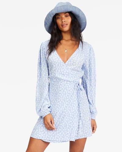 Billabong Spring Romance Mini Wrap Dress Baby Blues | SYENR4851