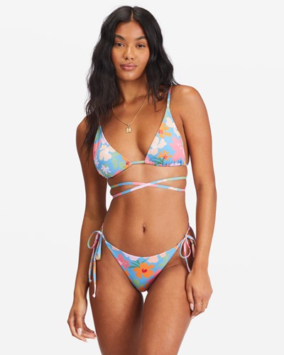 Billabong Summer Field Slide Tall Triangle Bikini Top Bliss Blue | UQHJC5260