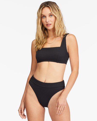 Billabong Summer High Square Bralette Underwire Bikini Top Black | ANCUK7392