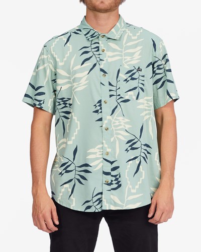 Billabong Sundays Floral Short Sleeve Shirt Sage Green | EPVXM6398