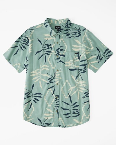 Billabong Sundays Floral Short Sleeve Shirt Sage Green | WCOSY2498