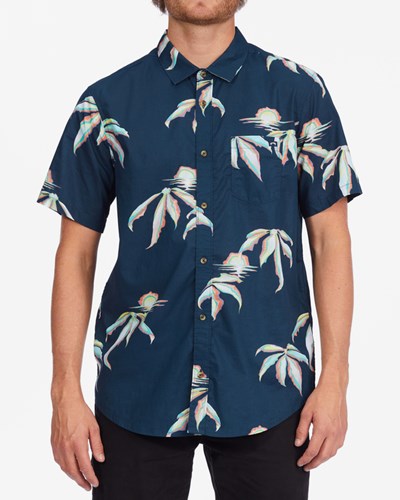 Billabong Sundays Floral Short Sleeve Shirt Navy | WGVOS1287