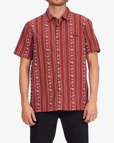 Billabong Sundays Jacquard Short Sleeve Shirt Oxblood | DRFST4729