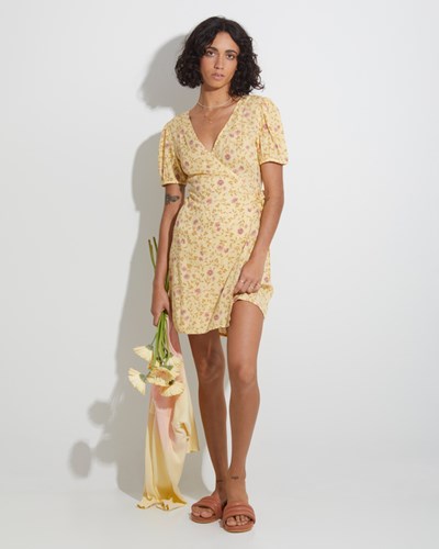 Billabong Sunlit Wrap Dress Yellow | DNBGE2480