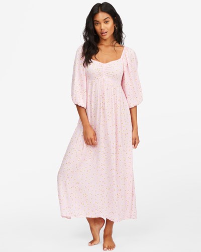 Billabong Swept Away Midi Dress Pink Lady | WVZJY8951