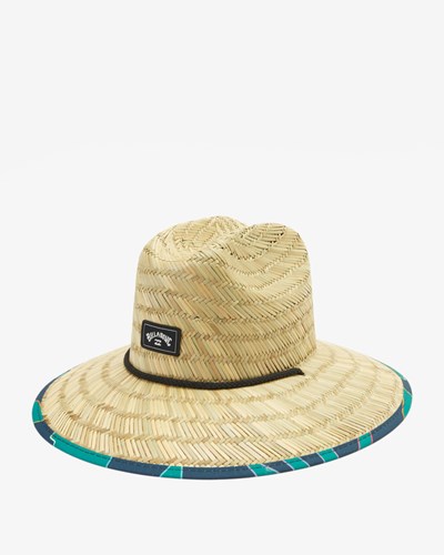 Billabong Tides Print Straw Lifeguard Hat Deep Teal | BWQAM8796