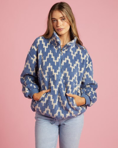 Billabong Time Off Half-Zip Fleece Pullover Indigo Love | ZKADV8793