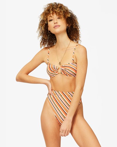 Billabong Time To Go Stripe Bandeau Bikini Top Multi | UYJGN0316